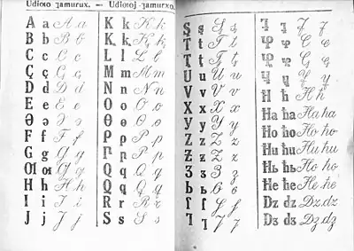 Alphabet oudi latin de 1934.