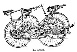 Un modèle de triplette ancien, de type quadricycle (1893).