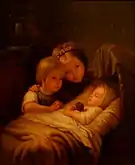 Peintre allemand inconnu - Au berceau, XVIIe siècle