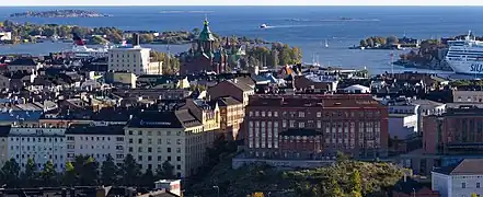 La Cathédrale Uspenski et Psychologicum vus du clocher de l'église du Kallio.