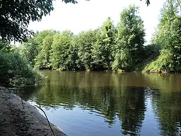 La Vézère en limite du Lardin-Saint-Lazare (au premier plan) et de Condat-sur-Vézère (en rive opposée).