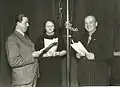 Émission de radio vers 1940 avec Jan Vavřík-Rýz (cs), Anna Kreuzmannová (cs) et Josef Skupa.