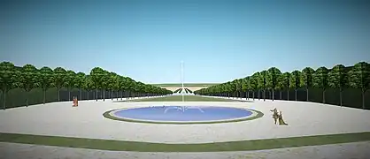 Vue depuis le bout du parterre sur le bassin et la perspective de Villeneuve-le-Roi, vers 1710