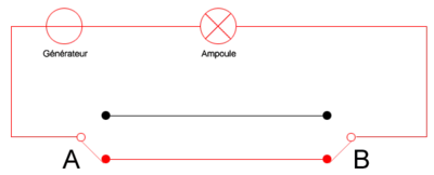 Schéma électrique d'un va-et-vient.