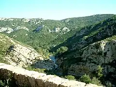 Le Verdouble, vue vers l'amontdepuis le château.