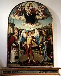 Madone à l’Enfant en Gloire avec saint Martin, l’Archange saint Michel, et saint Georges