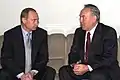 Le président kazakh Noursoultan Nazarbaïev et son homologue russe Vladimir Poutine en mai 2000, quelques mois après l'élection de ce dernier.