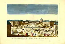 Vue d'optique du Château royal de Versailles côté avenue de Paris.