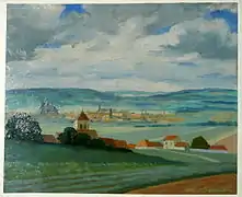 Vue de Cernay et Reims par la peintre Chauvet.