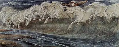Des vagues représentées par des chevaux blancs : substitution opérée par la métaphore