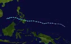 Trajectoire de la tempête tropicale Washi.