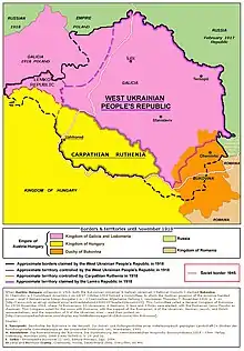 La république populaire d'Ukraine occidentale et la République houtsoule en 1918-1919.