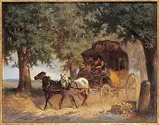 Diligence allemande , transportant également le courrier (1864).