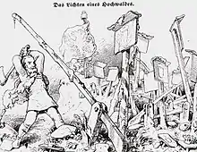 Un homme frappe à la hache sur des barrières et des panneaux de douanes.