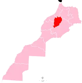 Localisation de Province de Khénifra(ber) ⵜⴰⵙⴳⴰ ⵏ ⵅⵏⵉⴼⵕⴰ (ar) إقليم خنيفرة