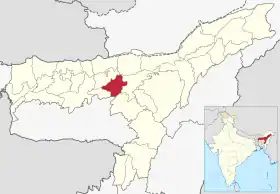 Localisation de District de Marigaonassamais : মৰিগাঁও জিলা