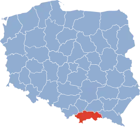 Localisation de Voïvodie de Nowy Sącz