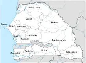 Localisation de Régions du Sénégal
