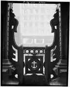 Garde-corps entre colonne sur balcon. - Terminal ferry de Whitehall Street, 11 South Street, Bibliothèque du Congrès, Historic American Buildings Survey