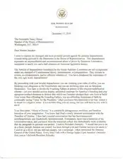 Lettre de Donald Trump à Nancy Pelosi, le 17 décembre 2019.