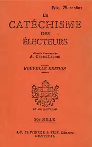 Couverture d'un livre intitulé Le catéchisme des électeurs.