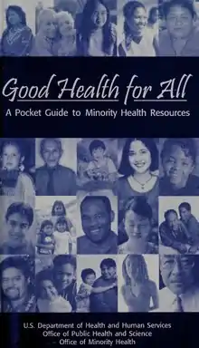 Page de garde d'un guide d'accès au soin. Plusieurs photos monochromes représentent le visages de différentes personnes, la plupart souriantes.