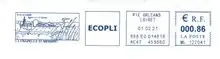 Flamme postale de la commune, représentant la Loire avec en premier plan un héron et des roseaux et en arrière-plan l'église communale.
